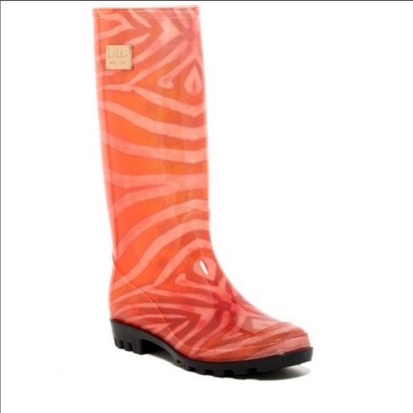 HP! NWT NICOLE MILLER Coral Sashimi Rain Boots - Picture 5 of 8
